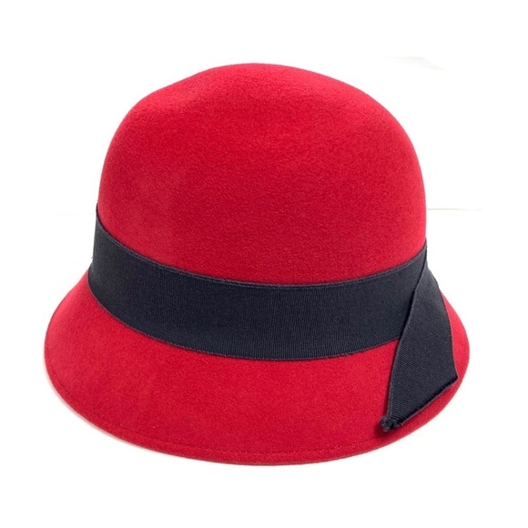 BLOOMINGDALE’S Vintage Felt Classic Cloche Hat in Red - Picture 5 of 9